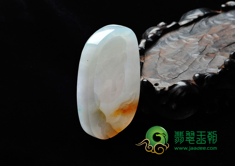 糯冰种淡晴水略带黄翡缅甸翡翠观音头挂件