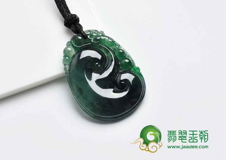 冰种油青缅甸翡翠如意寿挂件