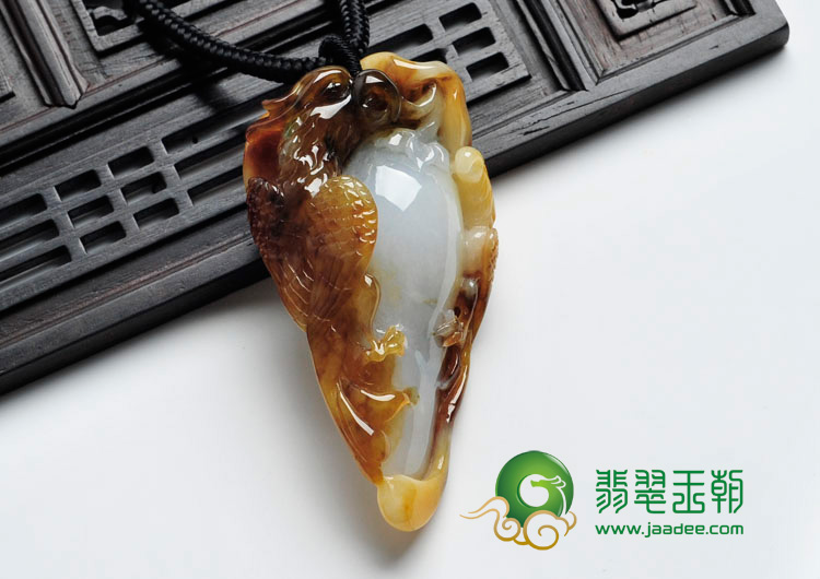 糯冰种褐黄翡缅甸翡翠英明神武挂件