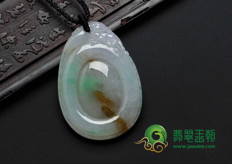 冰种三彩缅甸翡翠平安符挂件