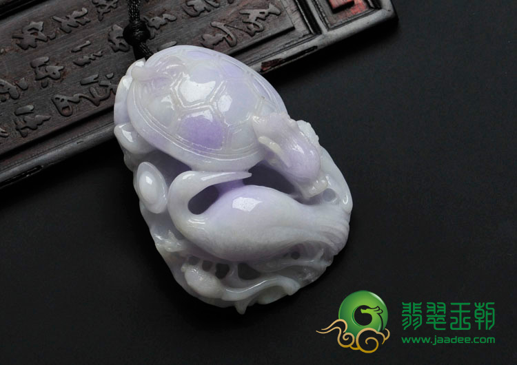 (超值推荐)细糯种紫罗兰缅甸翡翠龟鹤延年手玩件