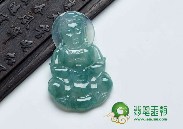 冰种飘花缅甸翡翠观音挂件