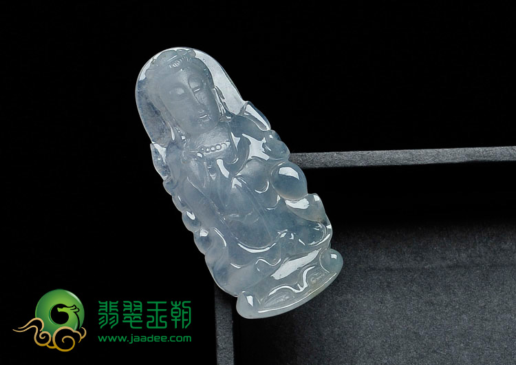 冰种淡紫罗兰缅甸翡翠站观音挂件