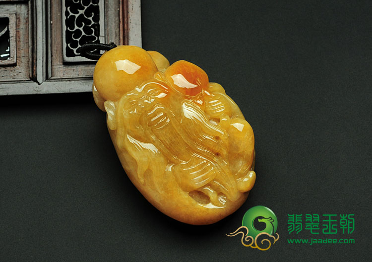 糯冰种黄翡缅甸翡翠寿星头挂件