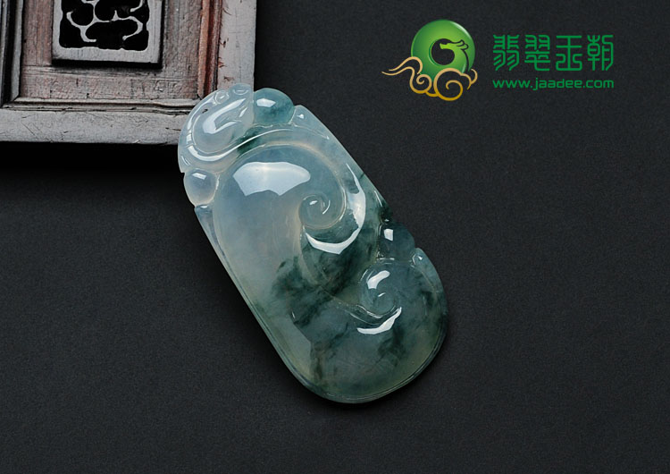 冰种飘花缅甸翡翠如意挂件