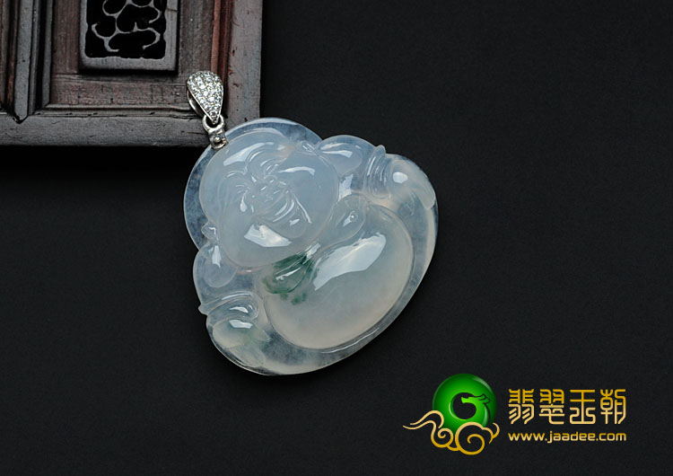 冰种飘花缅甸翡翠玉佛挂件