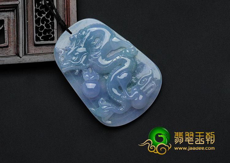 冰种紫罗兰缅甸翡翠龙牌挂件