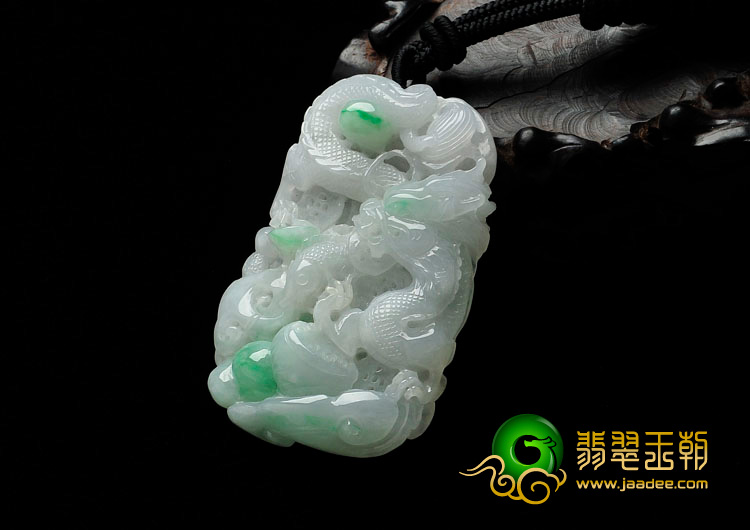 糯冰种飘翠缅甸翡翠龙行如意挂件