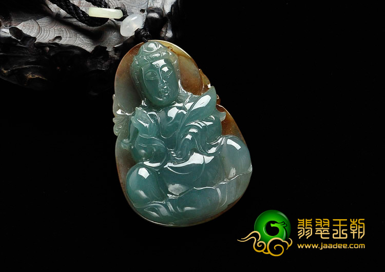 冰种晴水黄翡缅甸翡翠观音挂件
