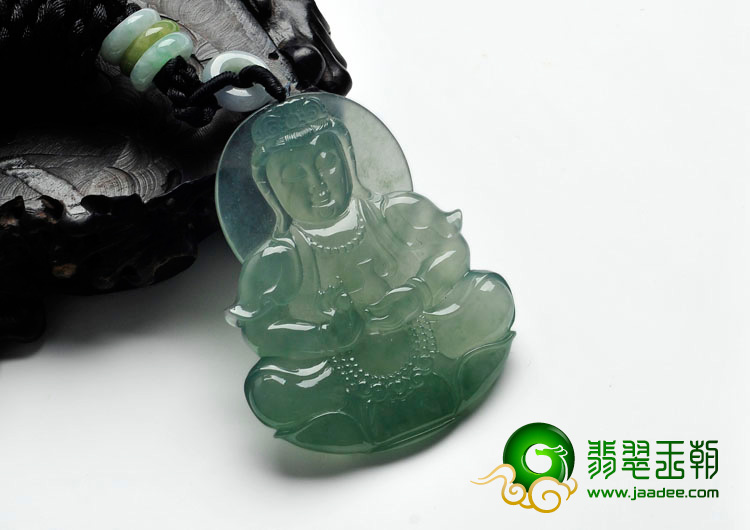 冰种晴水缅甸翡翠观音挂件