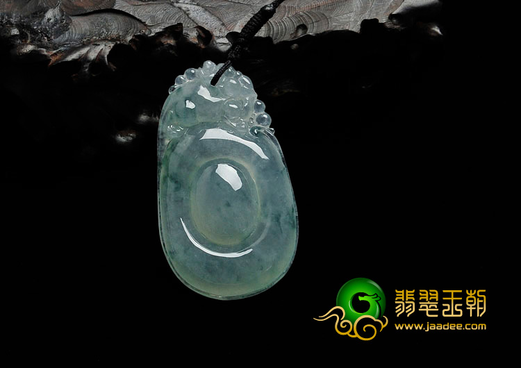 冰种飘花缅甸翡翠福在眼前挂件