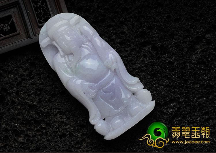 糯冰种紫罗兰缅甸翡翠财神挂件/摆件