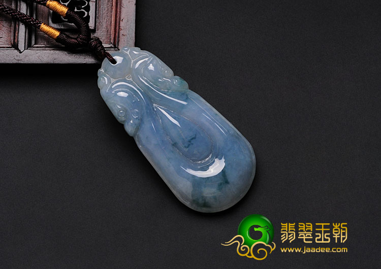 糯冰种紫罗兰飘花缅甸翡翠双龙如意挂件