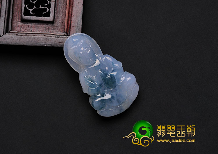 糯冰种紫罗兰飘花缅甸翡翠观音挂件