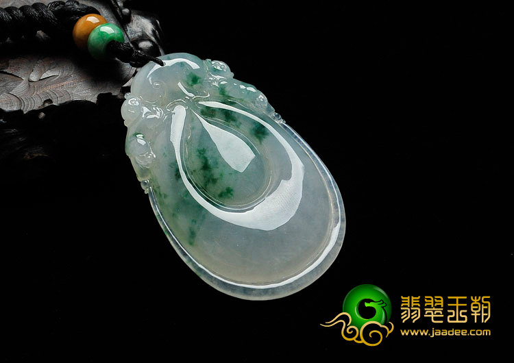 冰种飘花缅甸翡翠福在眼前挂件