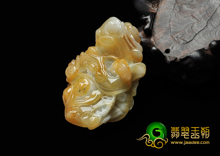 糯冰种黄翡缅甸翡翠老鼠运财挂件
