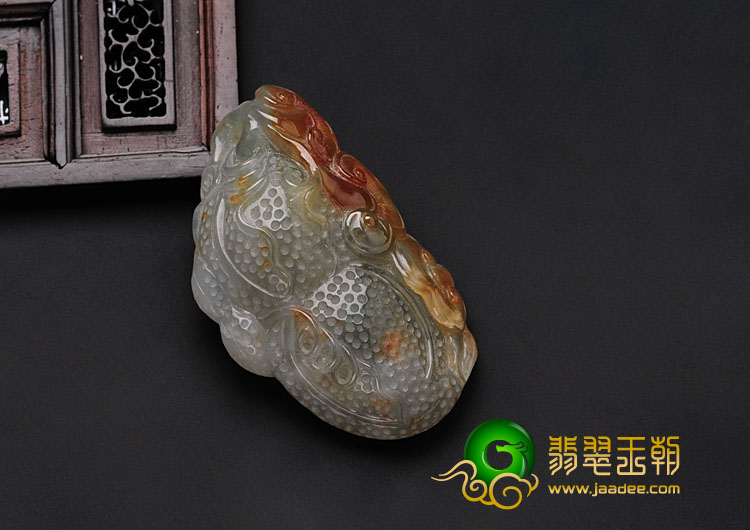 糯冰种红黄翡缅甸翡翠生意兴隆挂件