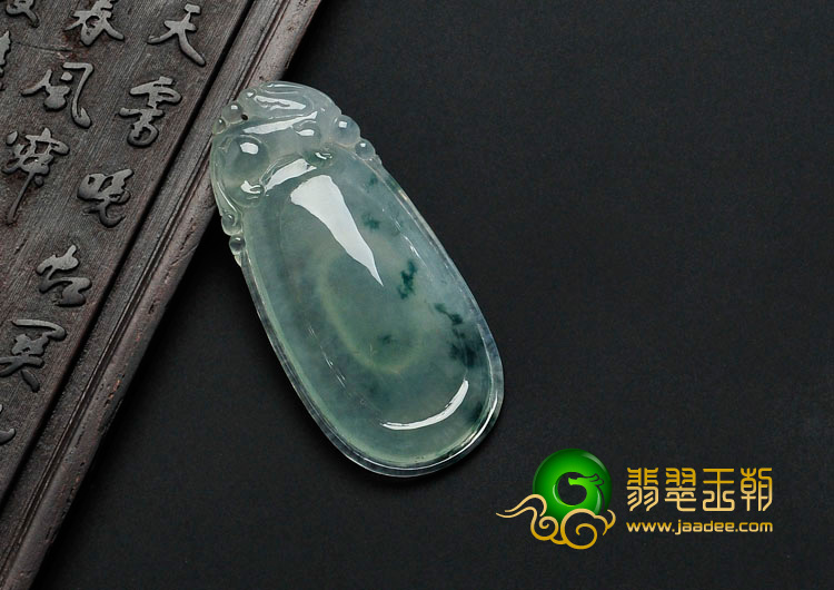 冰种飘花缅甸翡翠福在眼前挂件