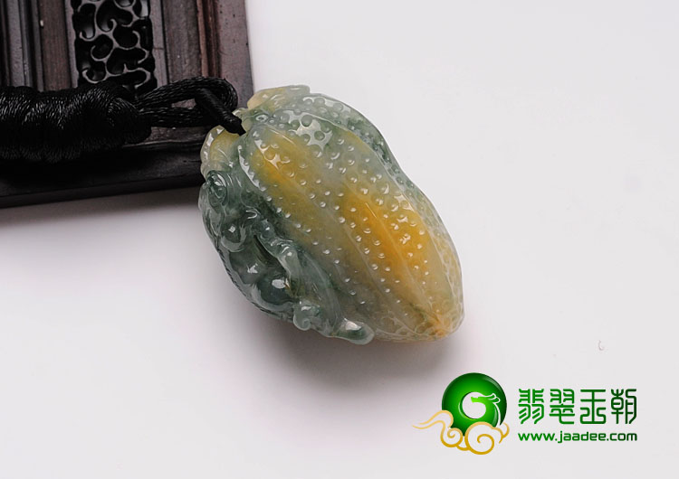 糯冰种黄翡飘花缅甸翡翠生意兴隆挂件