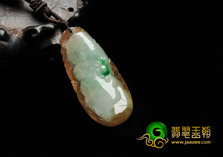 糯冰种三彩缅甸翡翠如意挂件