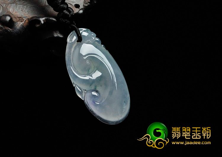冰种紫罗兰飘花缅甸翡翠如意寿挂件