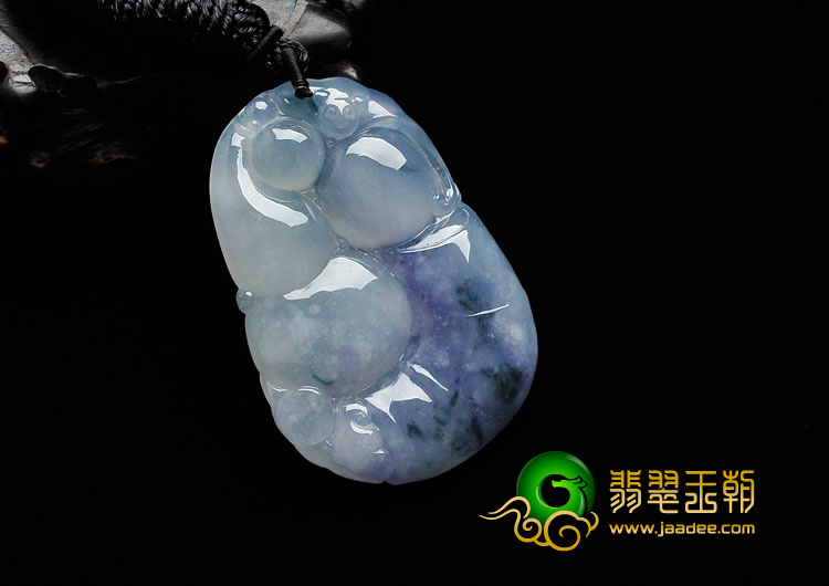 冰种紫罗兰飘花缅甸翡翠福禄寿挂件