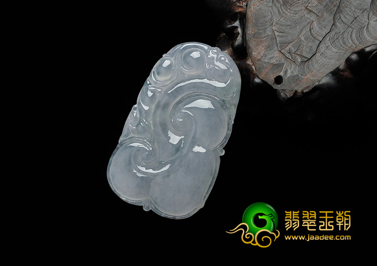 冰种晴水略飘花缅甸翡翠如意寿挂件