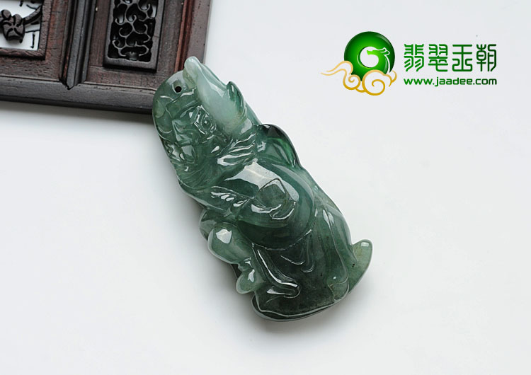 (超值推荐)糯冰种蓝晴水缅甸翡翠钟馗挂件