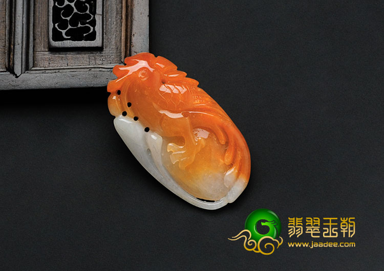糯冰种红黄翡缅甸翡翠英明神武挂件