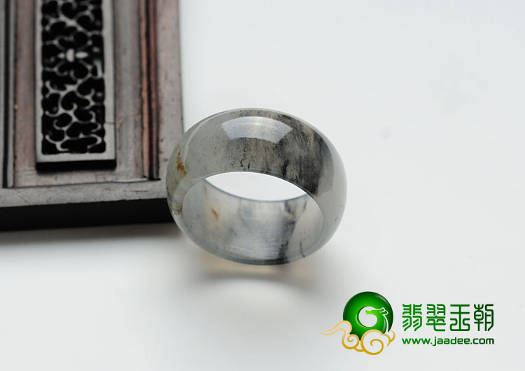 feicui冰种水墨色缅甸翡翠指环
