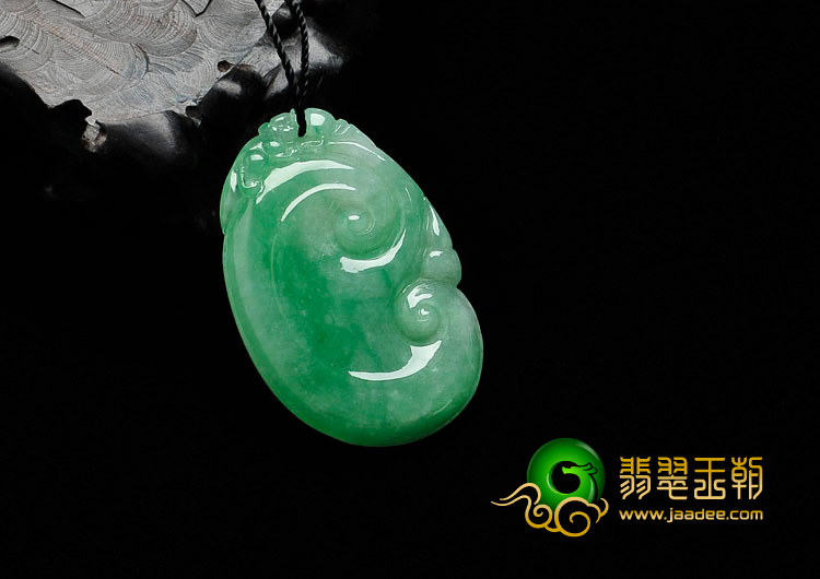 糯冰种阳绿满绿缅甸翡翠如意挂件