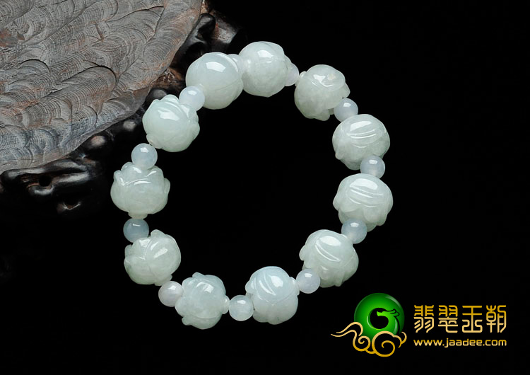 糯冰种晴水缅甸翡翠玫瑰花手链