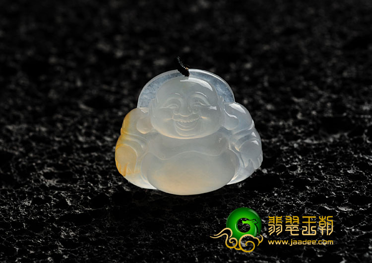 冰种黄翡缅甸翡翠玉佛挂件