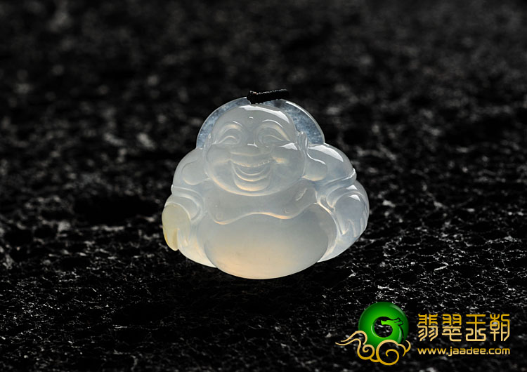 冰种淡黄翡缅甸翡翠玉佛挂件