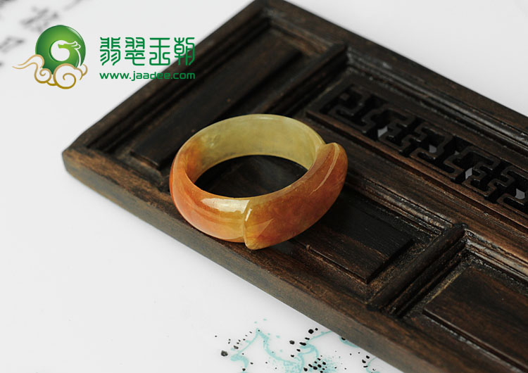 冰种红黄翡缅甸翡翠指环