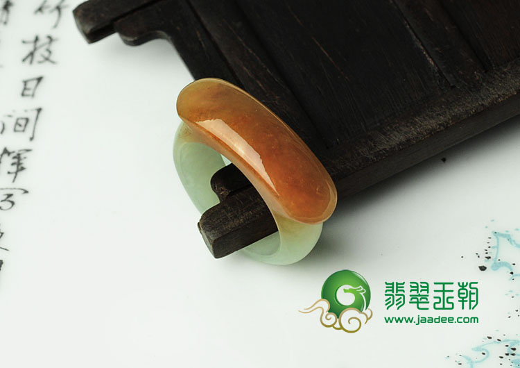 糯冰种红黄翡缅甸翡翠指环