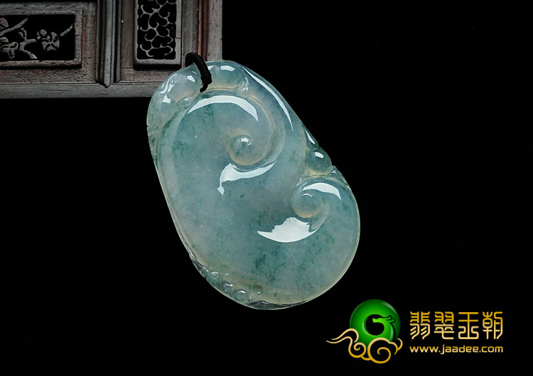 冰种飘花缅甸翡翠如意寿挂件