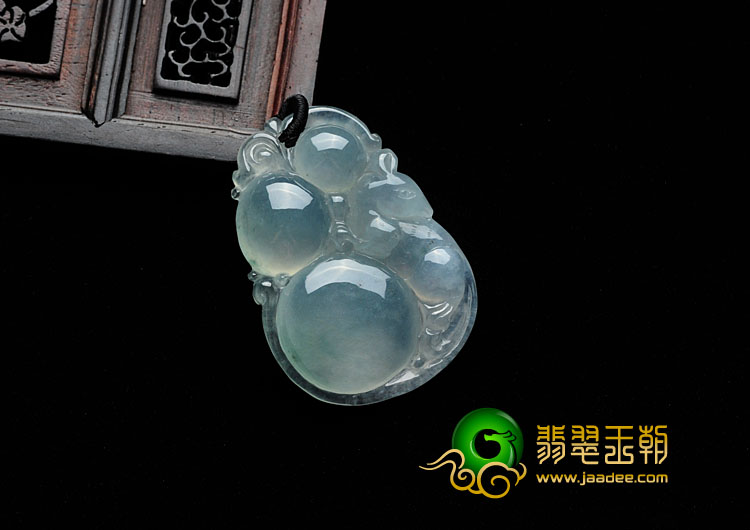 冰种晴水略飘花缅甸翡翠福禄寿挂件