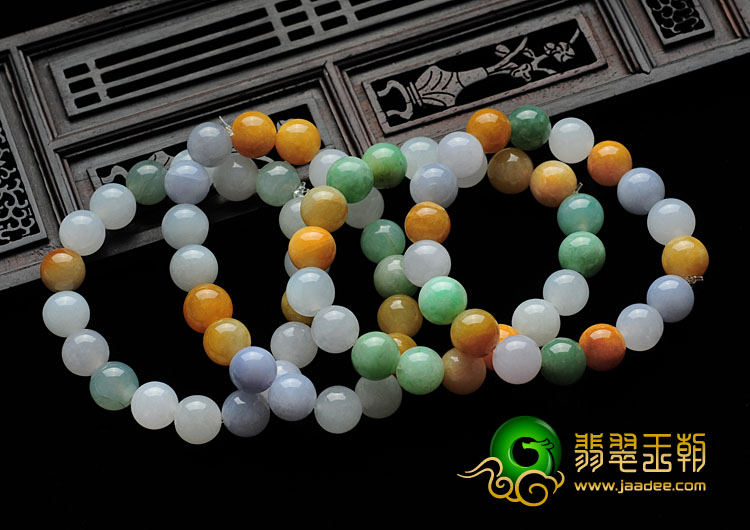 糯冰种三彩缅甸翡翠手链（单价）
