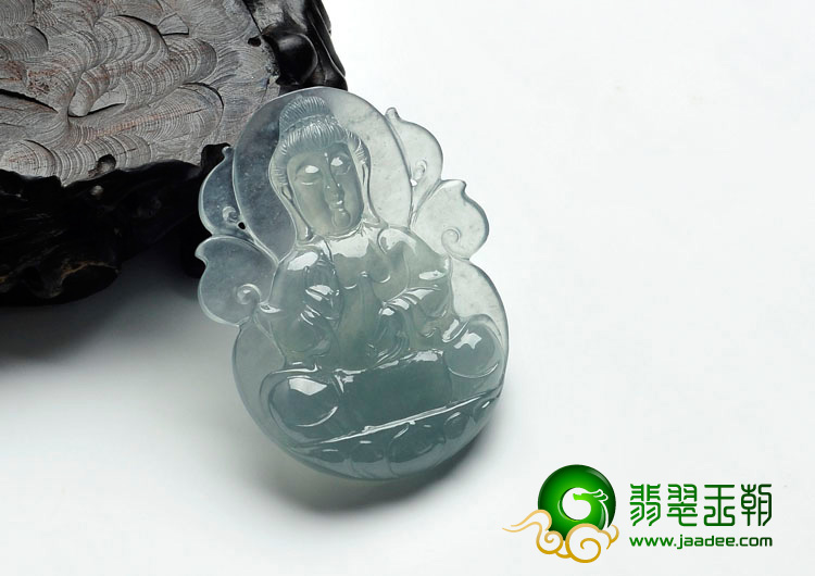 冰种晴水缅甸翡翠观音挂件