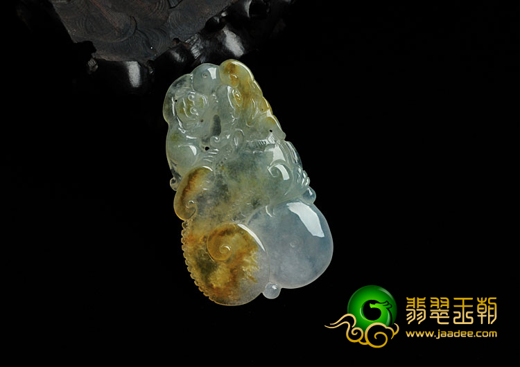 冰种黄翡缅甸翡翠如意寿挂件