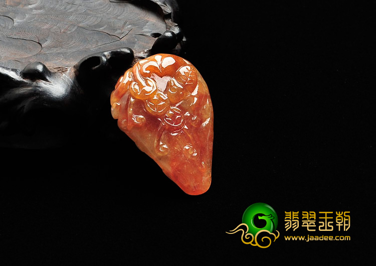 糯冰种红黄翡缅甸翡翠福寿安康挂件