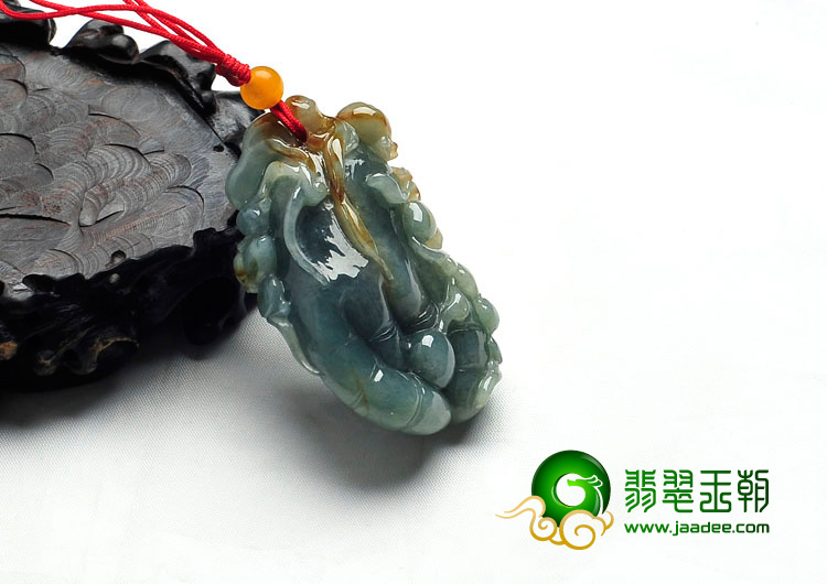 糯冰种晴水带褐黄翡缅甸翡翠佛手挂件