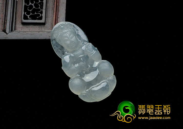 冰种晴水缅甸翡翠观音挂件