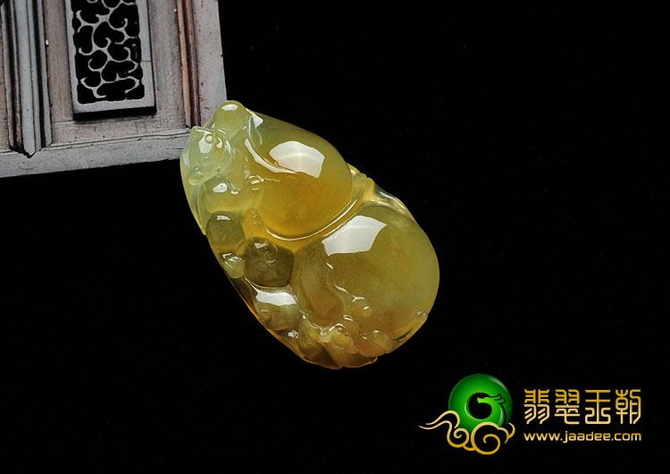冰种黄翡缅甸翡翠福禄寿挂件