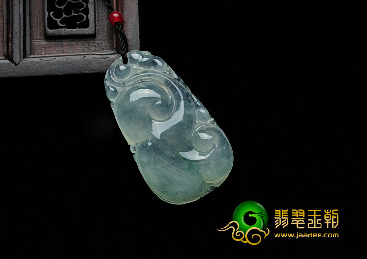 冰种飘花缅甸翡翠如意寿挂件