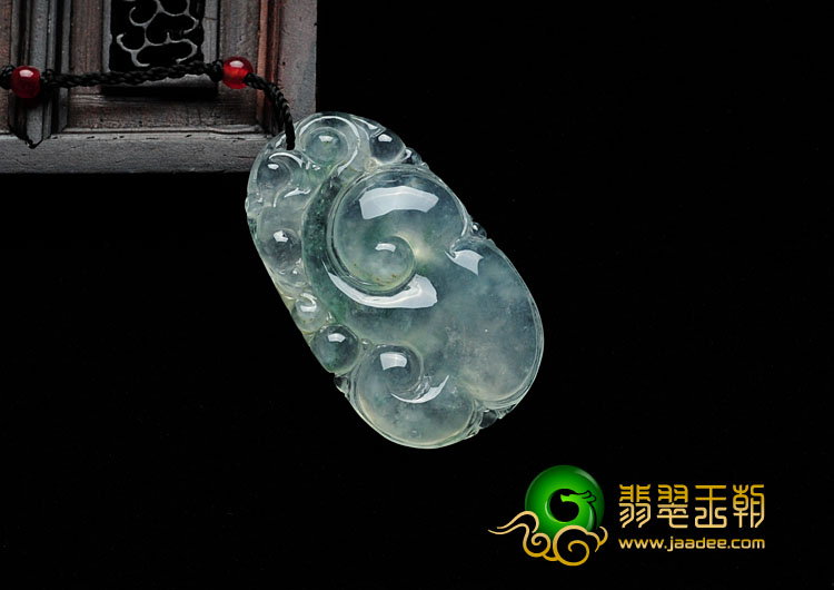 冰种飘花缅甸翡翠如意寿挂件