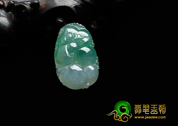 冰种晴水缅甸翡翠福寿如意挂件