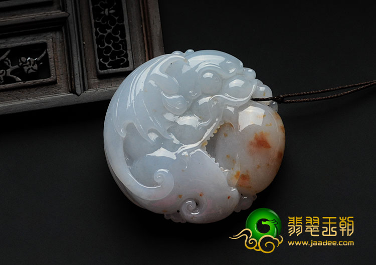 糯冰种飘黄花缅甸翡翠吐祥纳瑞挂件