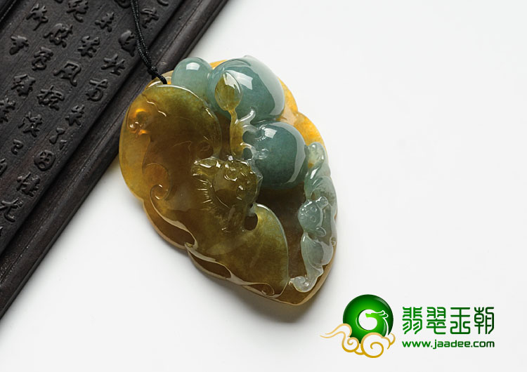 冰种晴水黄翡缅甸翡翠福从天降挂件